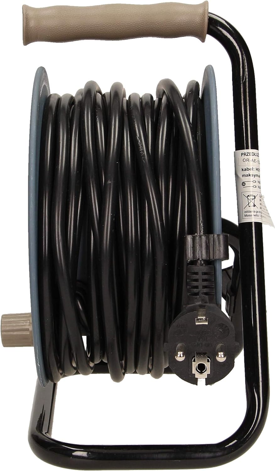 Orno AE-1339 Mini Kabeltrommel 15m mit 4 Steckdosen, Metallständer und Thermoschutz || 2300W / 10A,