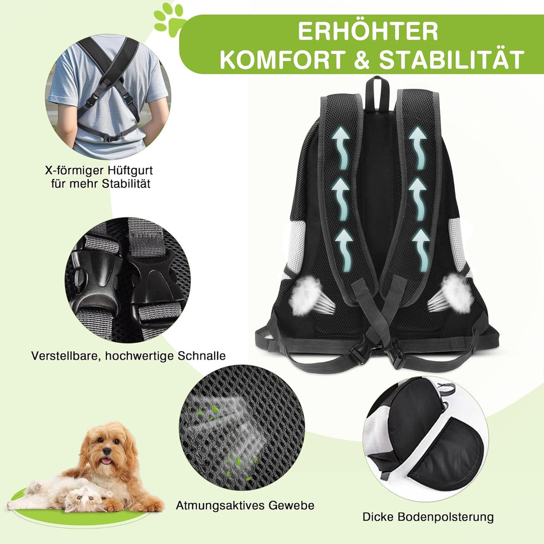 ALLSOPETS Hunderucksack, Tragbarer Haustierträger für Kleine Hunde und Katzen, Fahrrad- und Motorrad