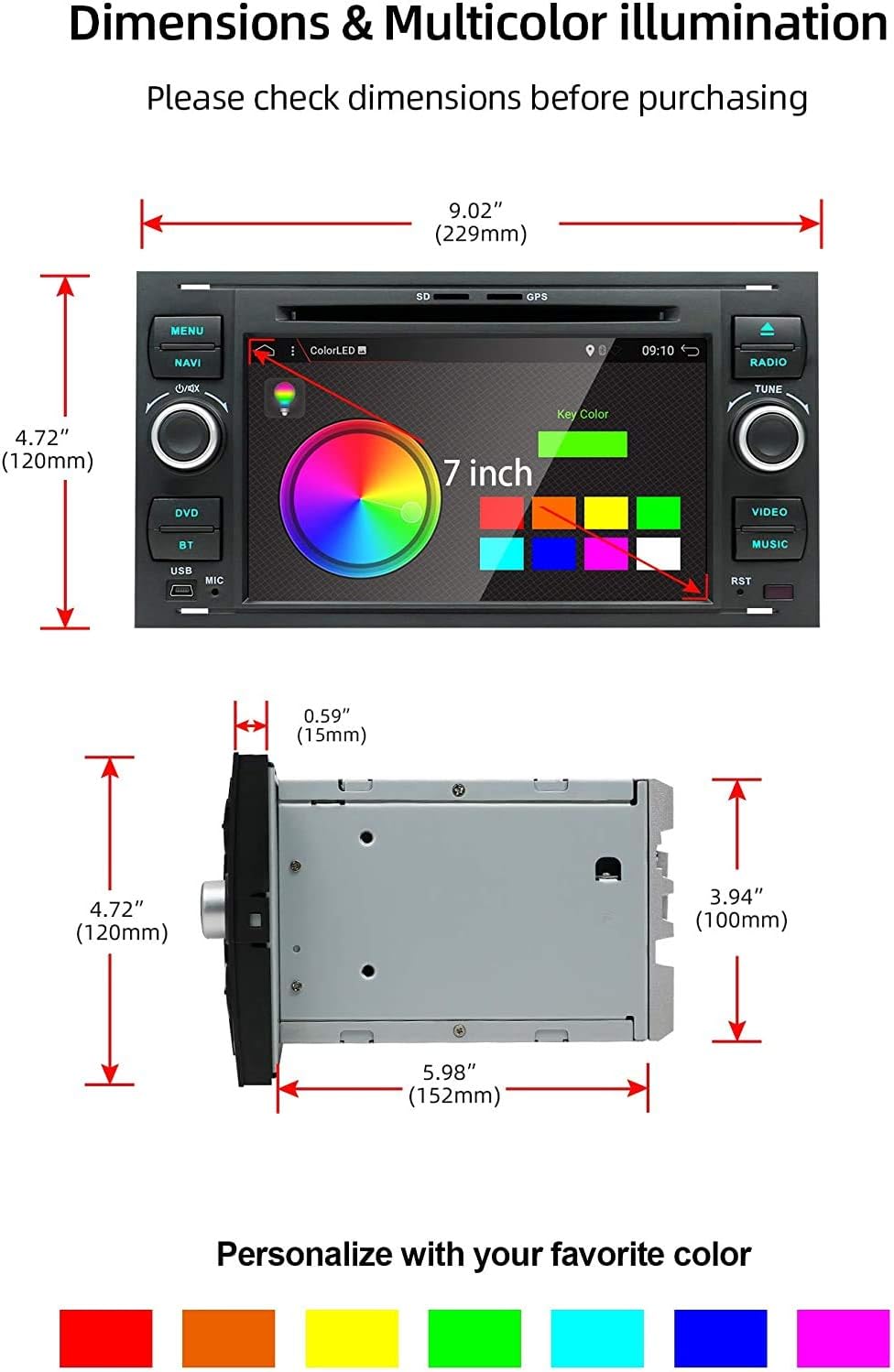 JOYX PX6 Android 10 Doppel Din Autoradio Passt für Ford Focus/Mondeo/C-Max/Connect/Fiesta/Fusion/Gal