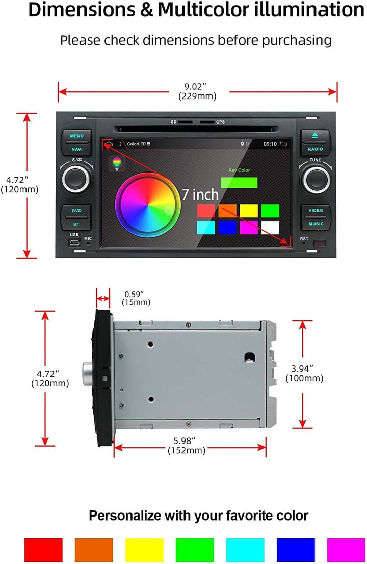JOYX PX6 Android 10 Doppel Din Autoradio Passt für Ford Focus/Mondeo/C-Max/Connect/Fiesta/Fusion/Gal