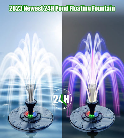 SZMP Springbrunnen für Gartenteiche 2023 Upgraded für draussen,6W LED Licht Teichpumpe 4 DIY Effekte