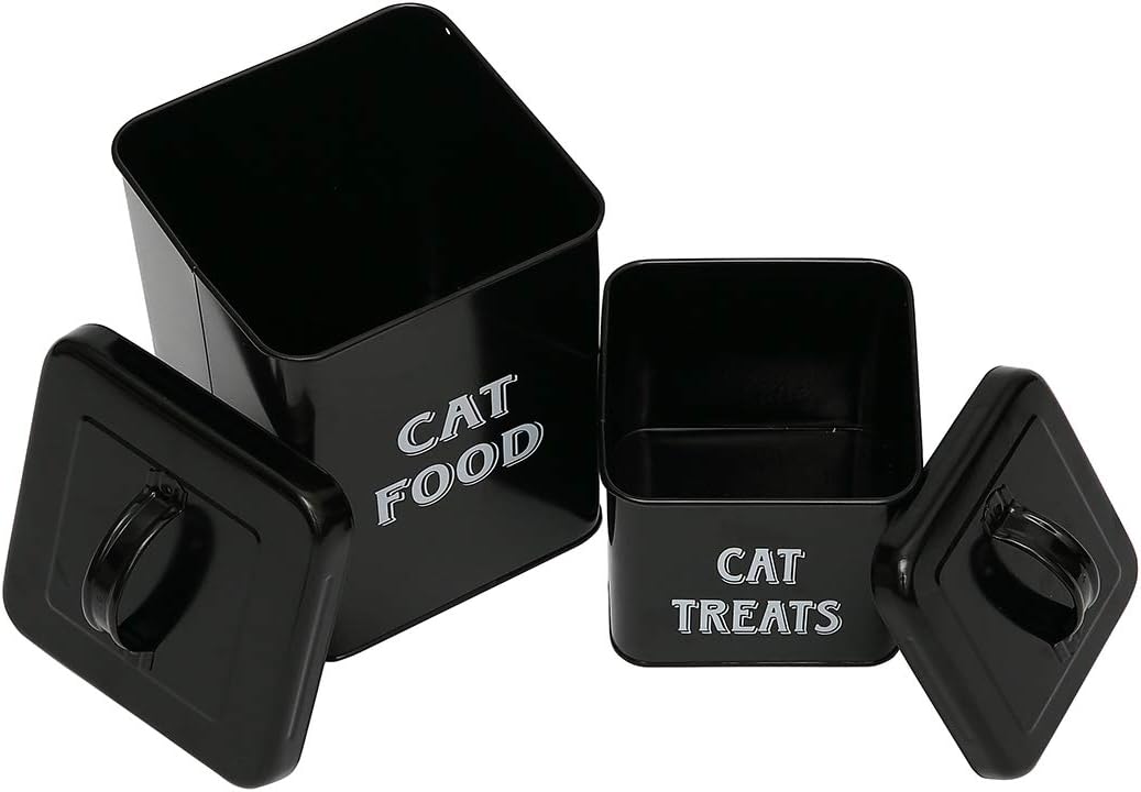 Pethiy Katzenfutter und Katzenleckerli behälter Set mit Schaufel –Beschichteter Kohlenstoffstahl – d