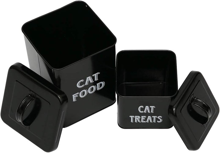 Pethiy Katzenfutter und Katzenleckerli behälter Set mit Schaufel –Beschichteter Kohlenstoffstahl – d