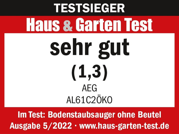 AEG CLEAN 6000 ÖKO AL61C2ÖKO Staubsauger beutellos / ETM Testsieger (SEHR GUT) / 60 % Recyclingmater