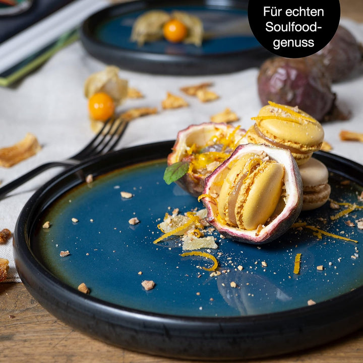 Moritz & Moritz SOLID 4x Kleine Teller 21 cm - Steinzeug Teller Set als Dessertteller, Kuchenteller,