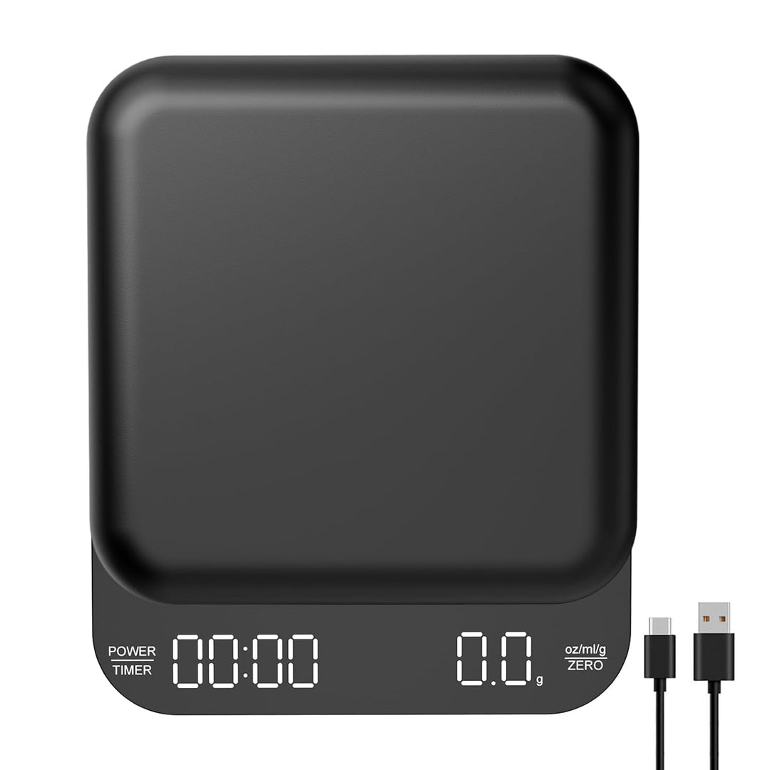 OBEST Digitale Mini Kaffeewaage mit Timer,Wiederaufladbare Espressowaage,3kg/0,1g Hochpräzise Elektr