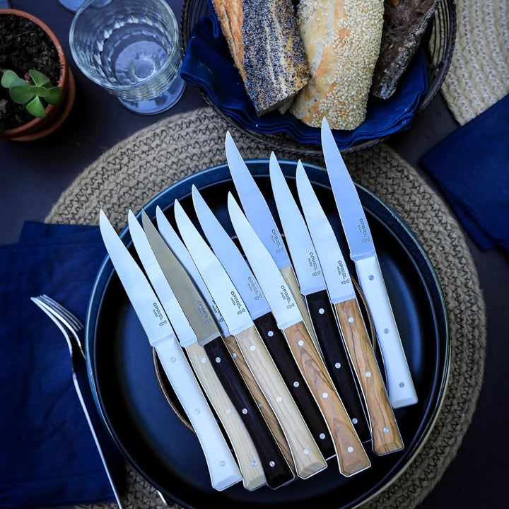 Opinel Facette Mix Ash, Olive, Dark Ash, VittEr Tafelmesser-Set, 4-teilig aus rostfreiem MA5 Stahl,