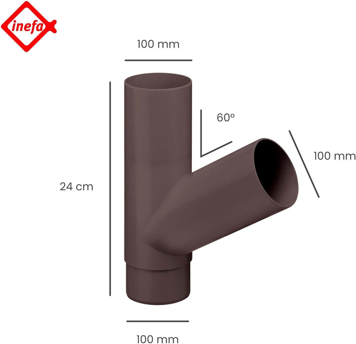 INEFA Abzweiger Fallrohr 60 Grad DN100/100 / 100mm/100mm Dunkelbraun | Kunststoff Zubehör Dachentwäs
