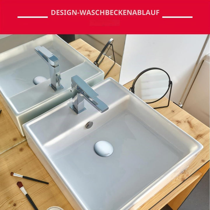 Wirquin 30723123 Ablaufgarnitur für Waschbecken, Messing, Quick-Clac-System – Überlauf, kurzes Ablau