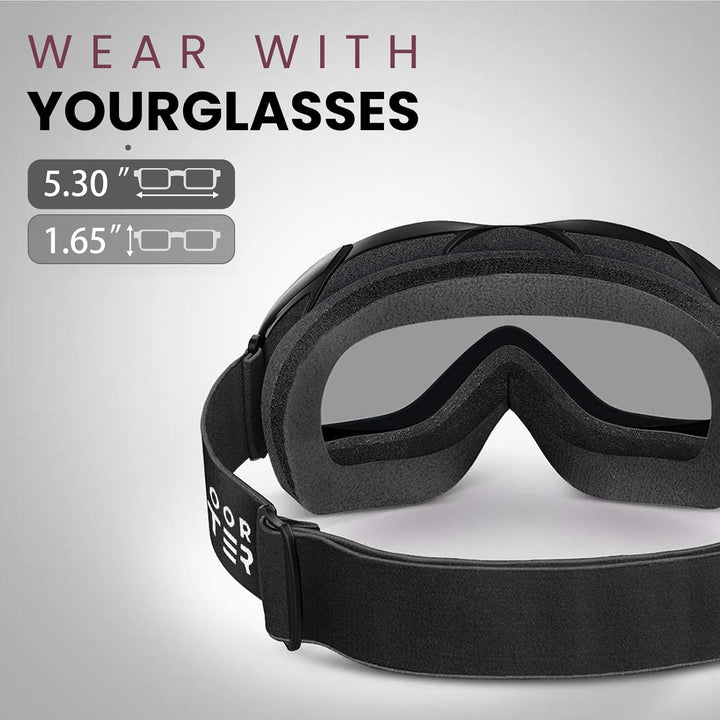 OutdoorMaster Unisex Skibrille OTG für Damen und Herren, Snowboard Brille Schneebrille 100% UV-Schut