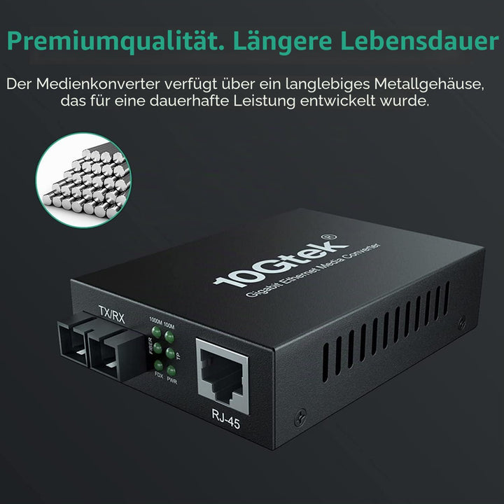 Gigabit Ethernet Medienkonverter LWL, Glasfaser Multimode SC Media Convertor mit 1Gb SFP SX Transcei