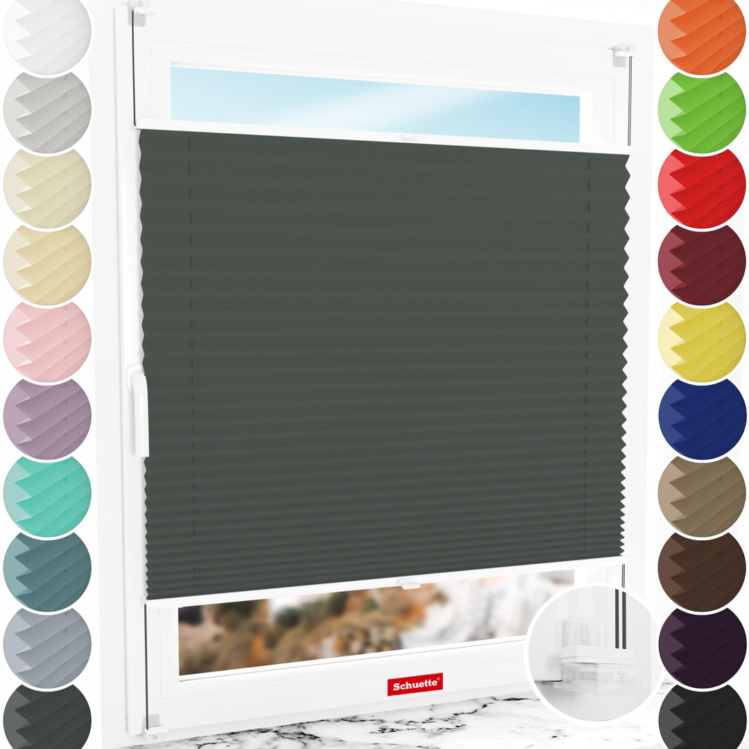 Schuette® Plissee ohne Bohren ● Thermo Kollektion: Before Storm (Grau) ● 45x100cm (Breite x Höhe) ●