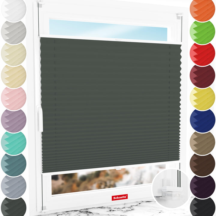 Schuette® Plissee ohne Bohren ● Thermo Kollektion: Before Storm (Grau) ● 45x100cm (Breite x Höhe) ●