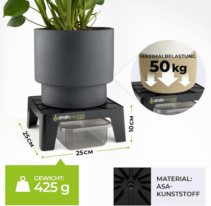 Blumentopf Untersetzer 24x24cm - 6er Set inkl. Ablaufwannen - Pflanzuntersetzer eckig Blumen Pflanze