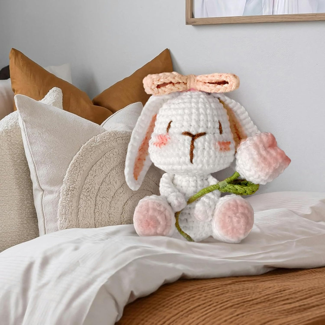 YAMAXIN Häkelset für Anfänger, Kaninchen, Blume, Tier, einfaches Erlernen des Anfängers, Strickset u