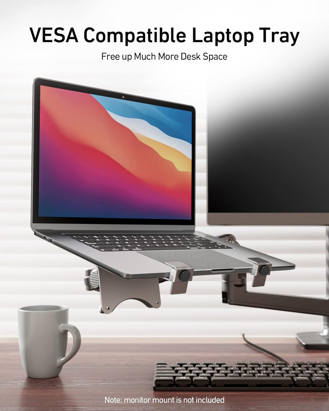 ergounion VESA Laptop Adapter für Monitorarm – 100 x 100 mm VESA Laptop Halterung – Armhalterung für