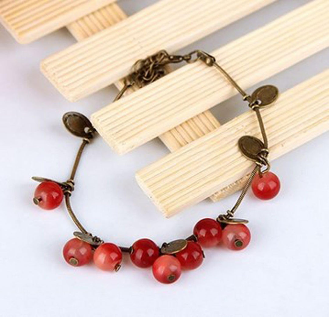 Miniblings Johannisbeere Armband Armreifen Beere Damen Frucht Bronze Sommer Kinderschmuck Kinderarmb