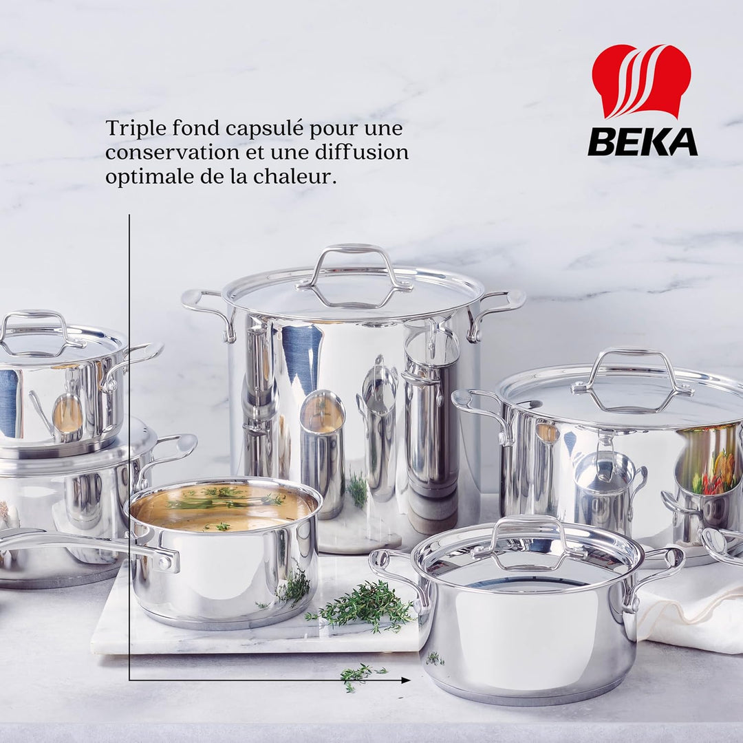 Beka Chef Kochtopf mit Deckel 26 cm, Edelstahl, silber