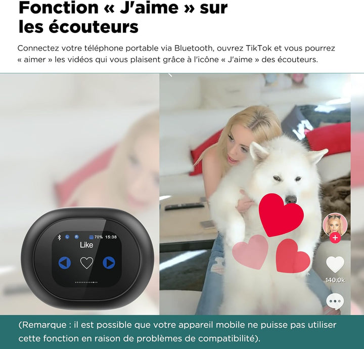 MINISO MS188 Übersetzer Kopfhörer Echtzeit mit KI-Sprachübersetzung für 134 Sprachen, LCD-Touchscree