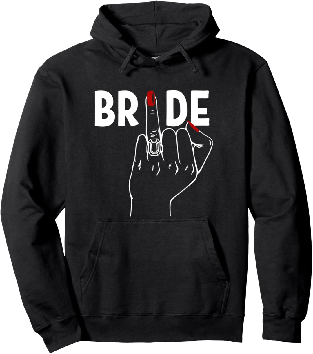 Wedding Honeymoon Bachelorette Red Finger Ring Fiance Bride Pullover Hoodie