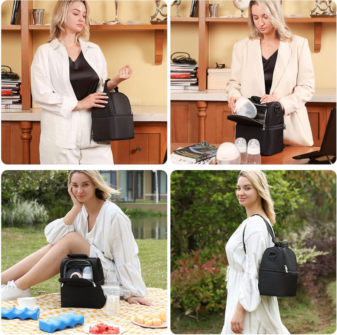 NCVI Muttermilch-Kühltasche mit integrierten Kühlakkus, Isoliertasche für 6 Baby-Flaschen bis zu 150