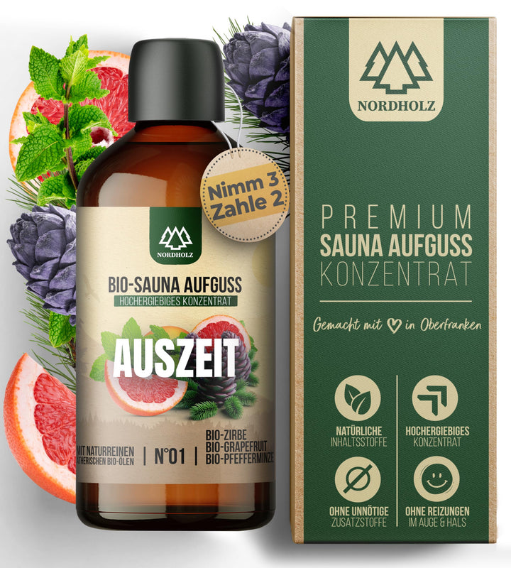 Saunaaufguss BIO [NATURREINE ÄTHERISCHE BIO-ÖLE] Sauna Aufgussmittel 