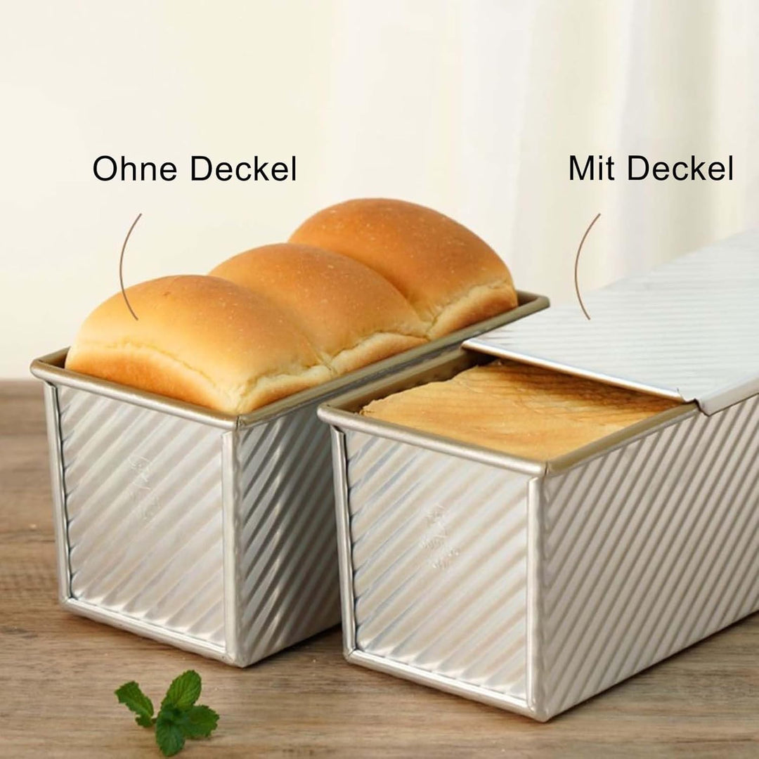 Kastenform Brot,Brotbackform mit Deckel - 250g Wellenform Quadratische Toastbrot Backform, Roségold