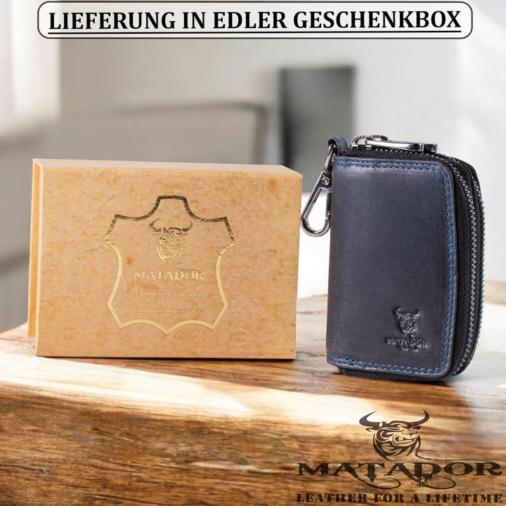 MATADOR Schlüsseletui Herren Leder #KOPENHAGEN mit edler Geschenk Box, Elegante Autoschlüssel Hülle