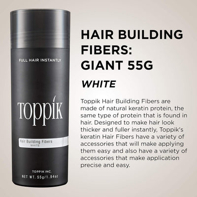 TOPPIK Hair Building Fibers white, 55 g Unparf miert 55 g (1er Pack), Unparf miert 55 g (1er Pack)