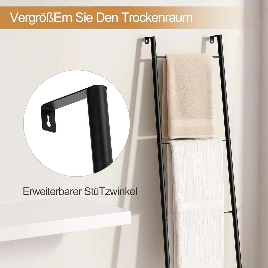 Handtuchhalter Stehend aus Metall 4-stöckige Handtuchleiter im Industrial Design Platzsparender Hand