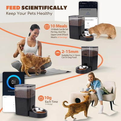 Nobleza - WiFi Automatischer Futterautomat für Katze & Hund, 4.2L Pet Feeder mit Timer, 10S Sprachau