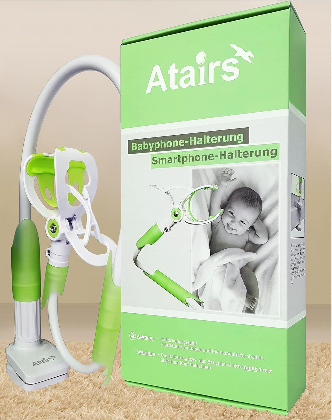 Babyphone Halterung, Befestigung für Babyfon mit Kamera oder Audio Gegensprechfunktion und Smartphon