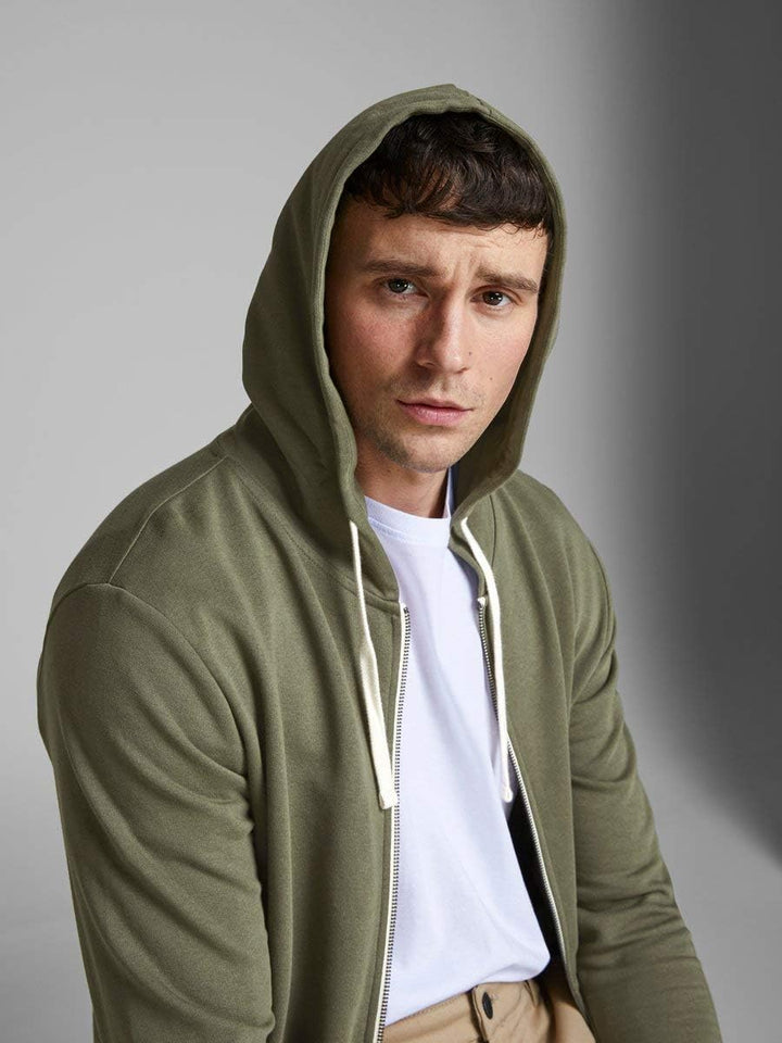 JACK & JONES Herren JJEHOLMEN Sweat Zip Hood S Grün (Olive Night Fit:reg Fit), S Grün (Olive Ni