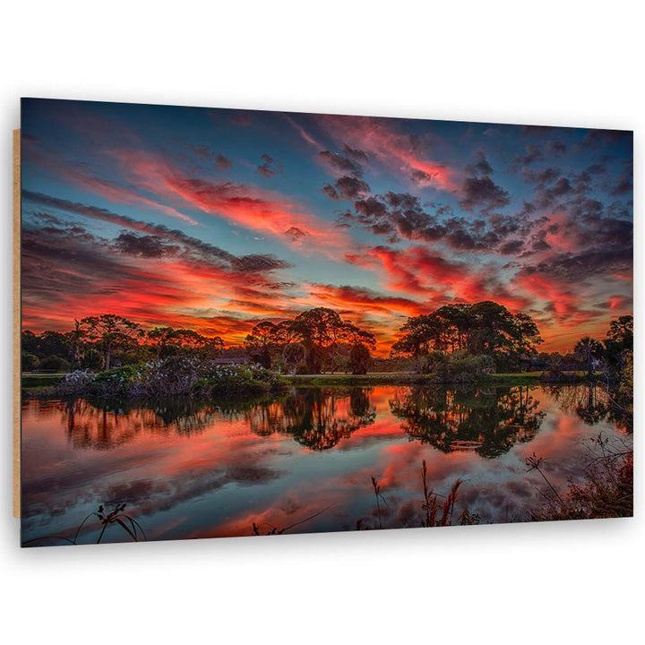 Wanddeko Natur Kunst modern Bilder Sonnenuntergang Orange 100x70 cm