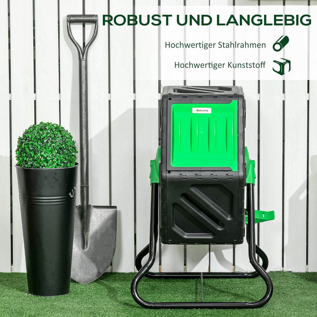 Outsunny Komposter 65 Liter, 60x49x77cm drehbar Schnellkomposter aus Kunststoff, wetterfest Thermoko