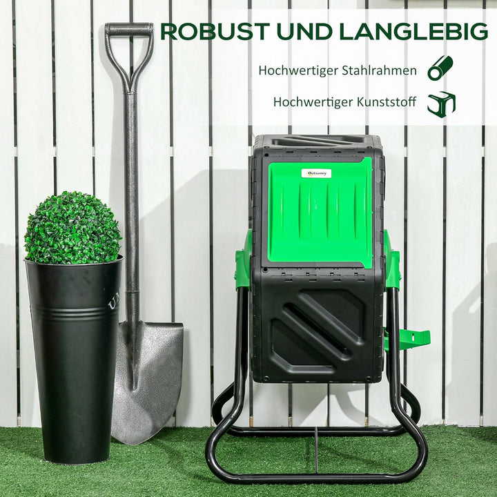 Outsunny Komposter 65 Liter, 60x49x77cm drehbar Schnellkomposter aus Kunststoff, wetterfest Thermoko
