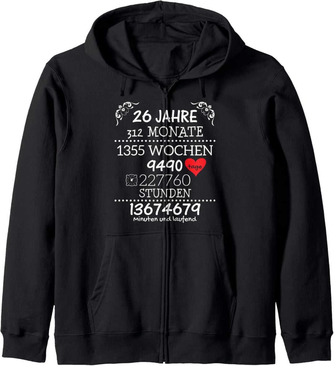 Kleidung für Paare Hochzeitstag Geschenk 26 Jahre Kapuzenjacke