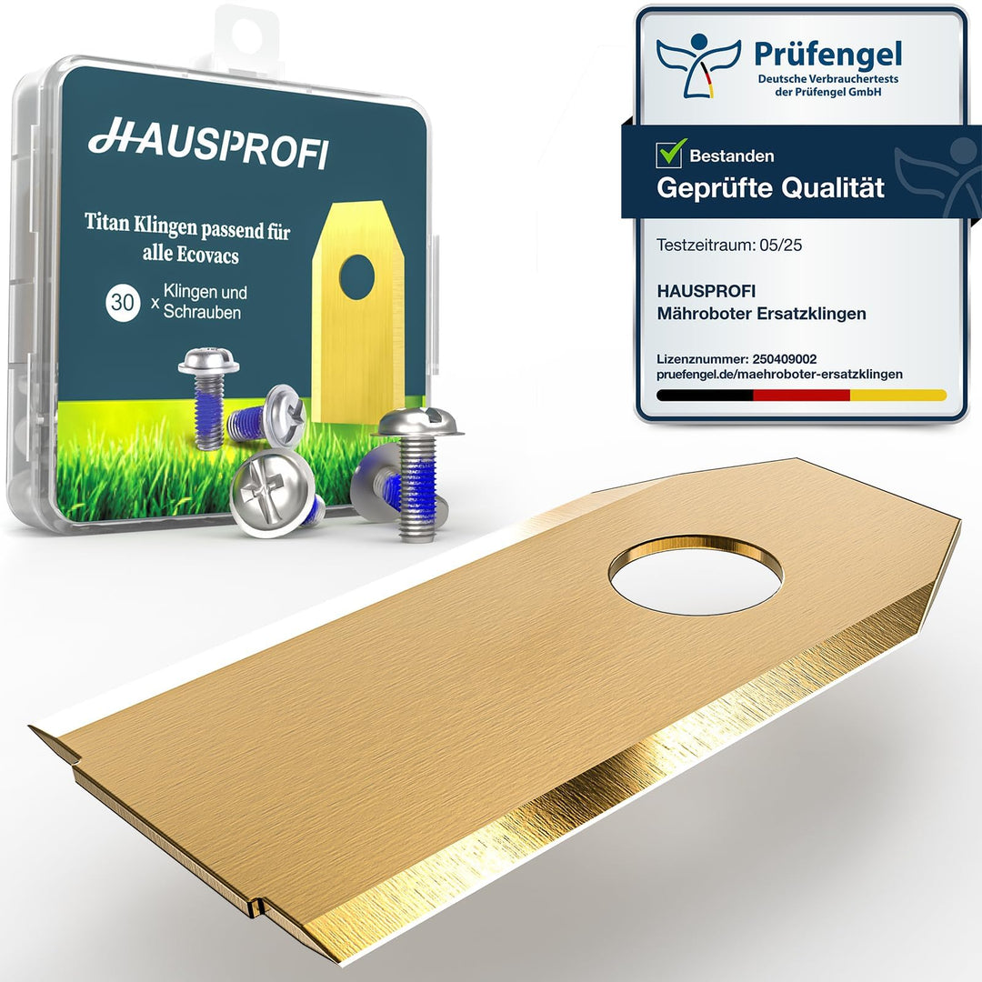 HAUSPROFI 30x Titan Ersatzklingen Ersatzkmesser für ECOVACS GOAT Mähroboter, DIN EN 50636-2-107 gepr