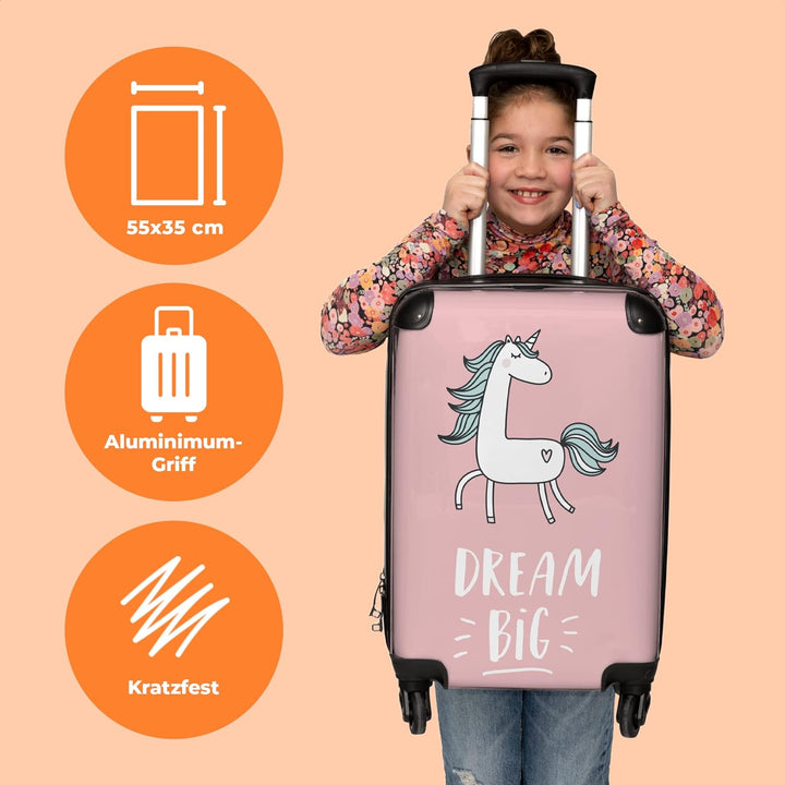 NoBoringSuitcases.com® Kinderkoffer Mädchen - Reisekoffer Kinder, Kabinentrolley, Leichtgewicht, 4 R
