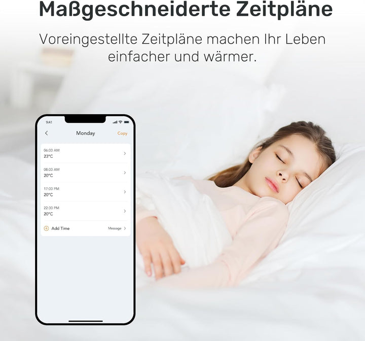 Winees Smart Heizkörperthermostat 3-teilig, mit Zeitplan, Fern-/Sprachsteuerung, Heizungsthermostat