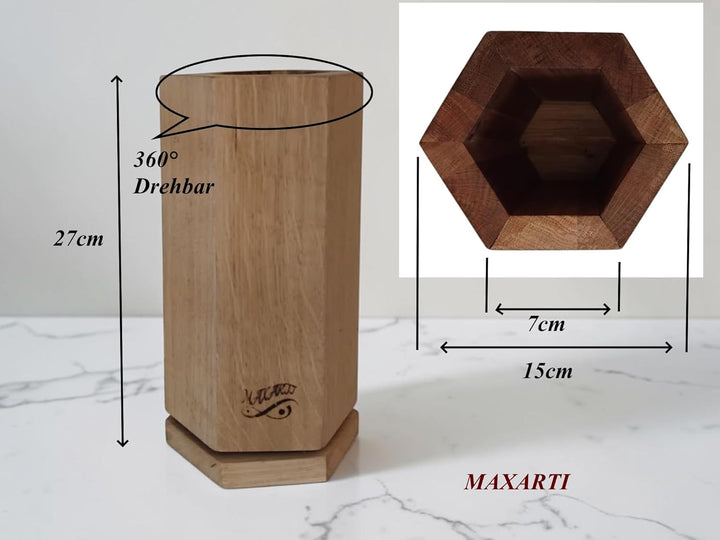360° Drehbarer Magnetischer Messerblock Magnetisch Messerhalter aus Eichen holz mit starken Magneten