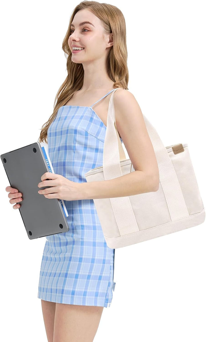 Damen Mittelgross Handtasche Canvas Satchel Tote Bag Schultertasche Shopper für Bücher Alltag Arbeit