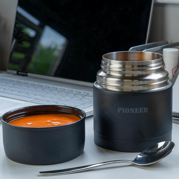Pioneer Flasche mit Vakuumisolierung, auslaufsichere Flasche für Suppen und andere Lebensmittel, ede