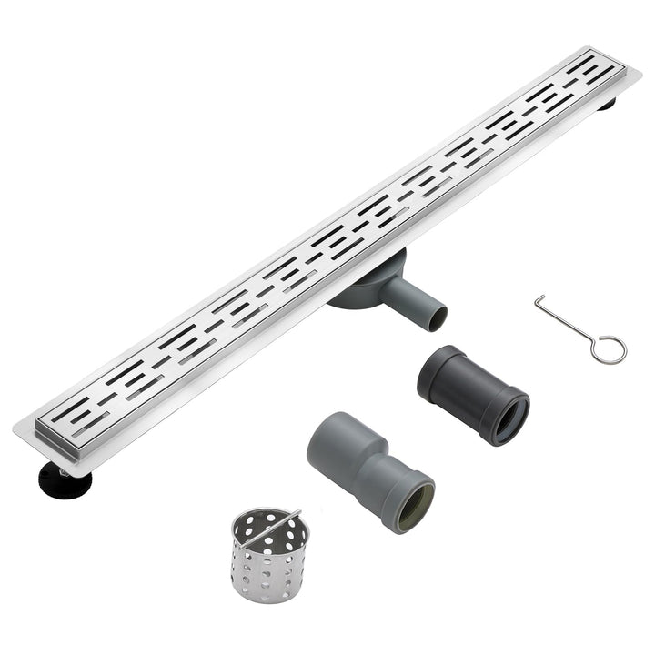 100 * 7cm Duschrinne 304 Edelstahl, Bodenablauf mit 360° Siphon Geruchsstop, Duschablauf mit 2 Ablau