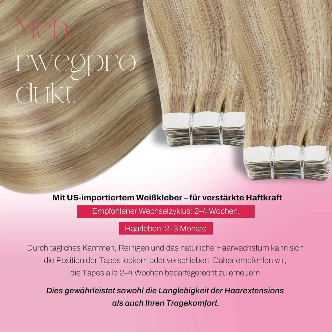 Moresoo Tape Extensions Echthaar Blond Echthaar Extensions Tape Dicke Haare Nahtlose Tape in Extensi
