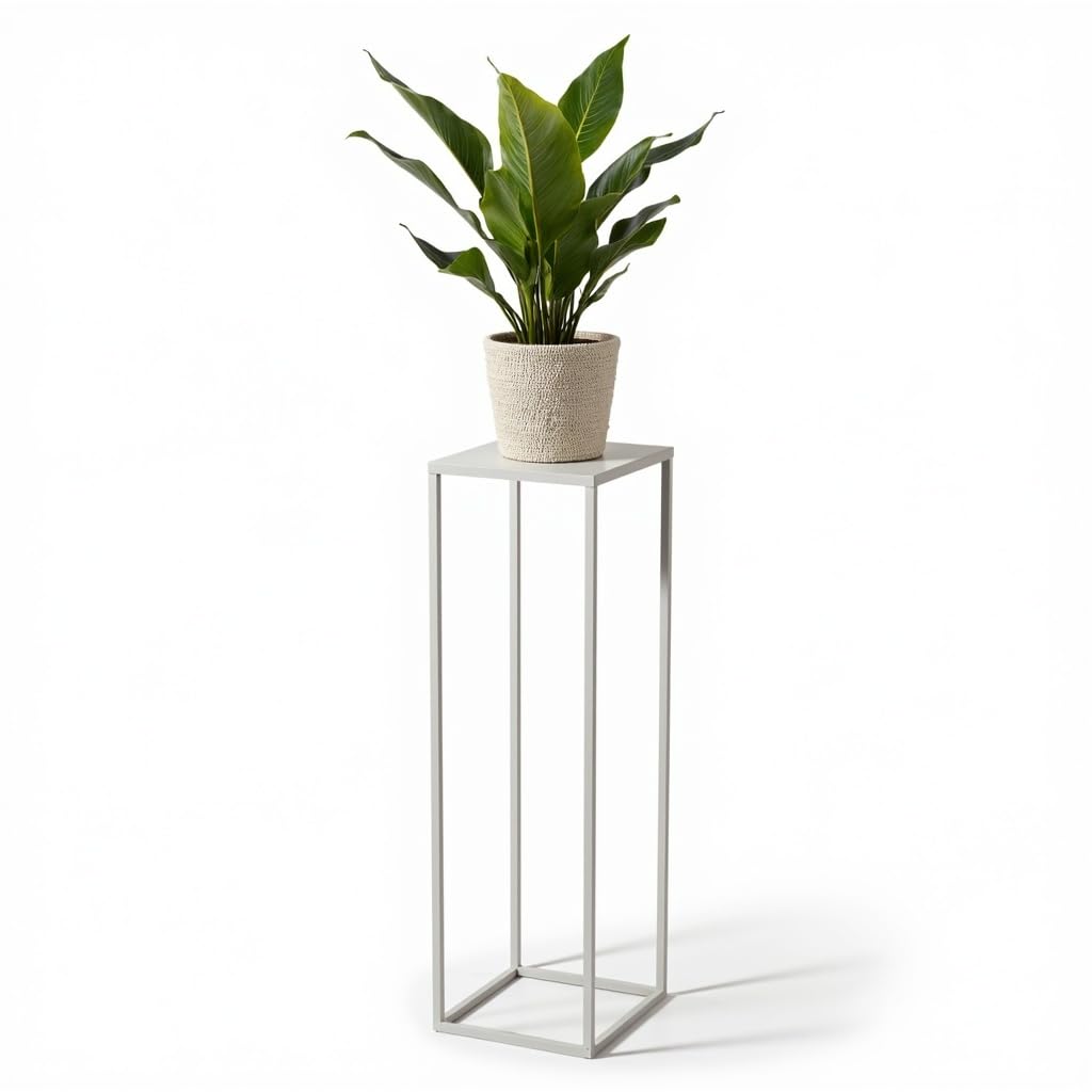 FRAMADO - Pflanzenständer Ferro - 24x24x100cm - Farbe Weiss - für Zimmerblumen - Metallregal - Dekor