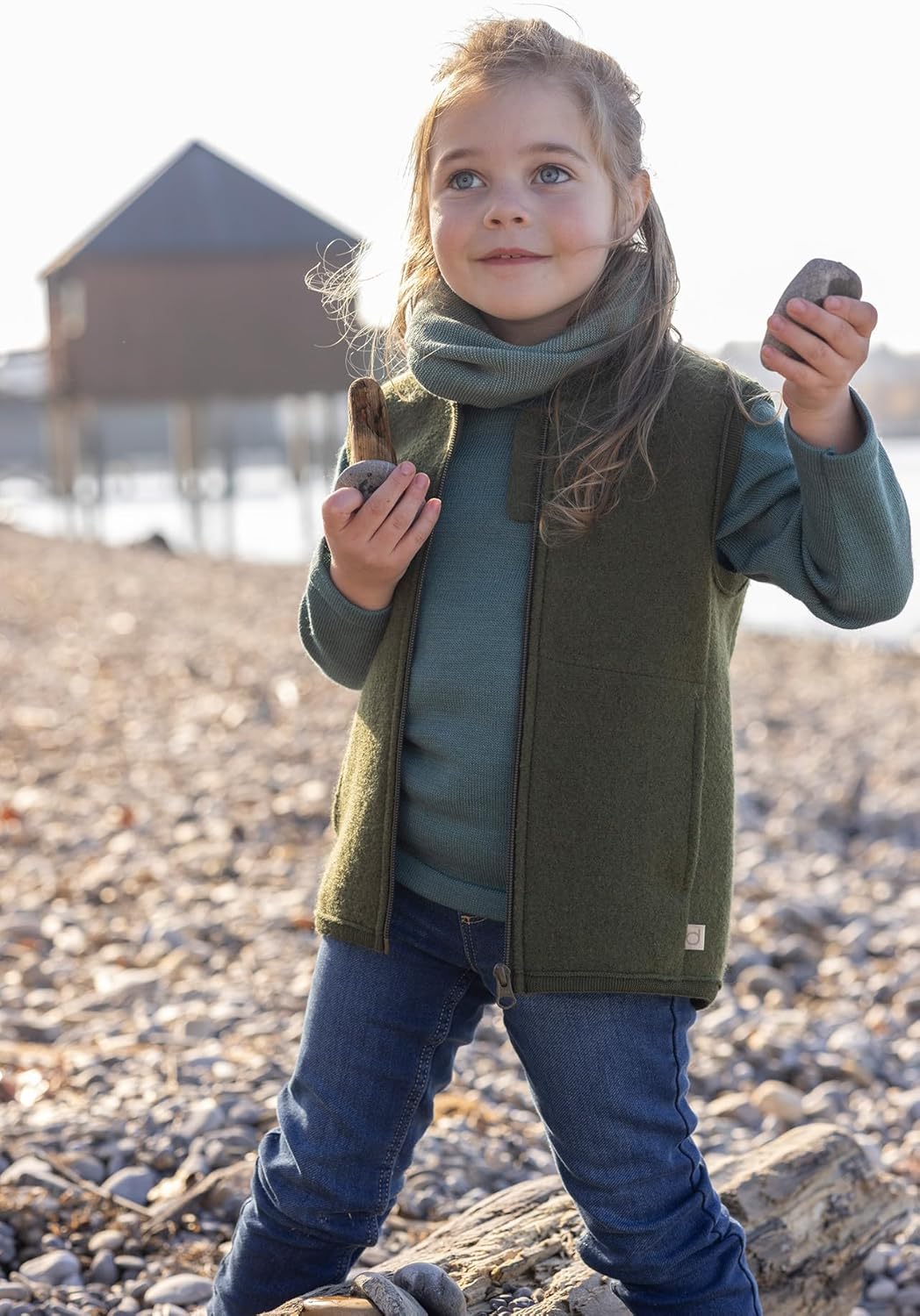Disana Walk-Weste, 100% Bio-Merinowolle GOTS, IVN Best | mit Reissverschluss | Baby Kleinkind Kind U