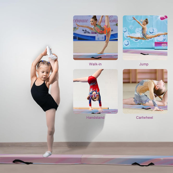 FBSPORT Schwebebalken Kinder 240/270/300 cm Faltbarer Balken Turnen Balance Beam für Zuhause Trainin