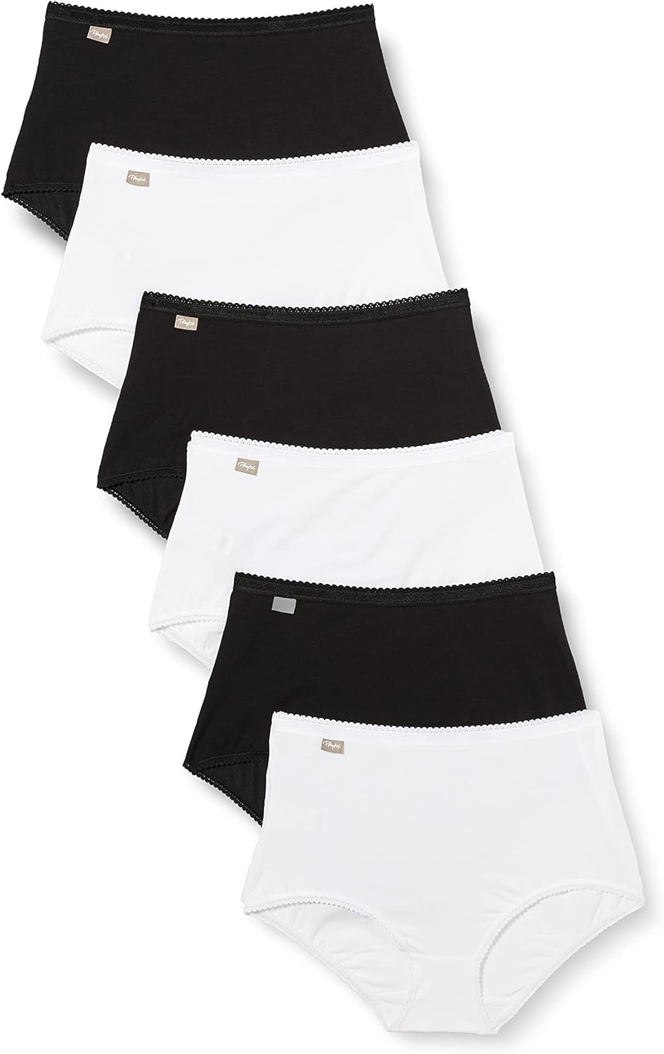 Playtex Slip Damen Essential Cotton Maxi Slip x6 M Weiss/Schwarz, M Weiß/Schwarz