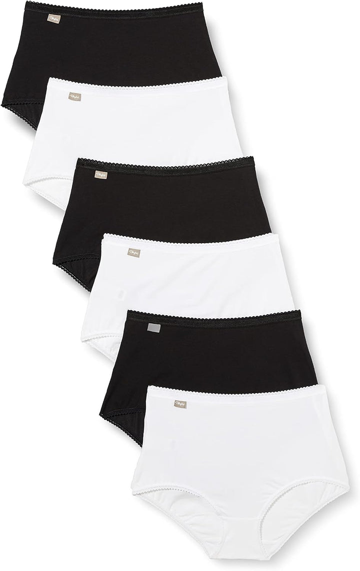 Playtex Slip Damen Essential Cotton Maxi Slip x6 M Weiss/Schwarz, M Weiß/Schwarz